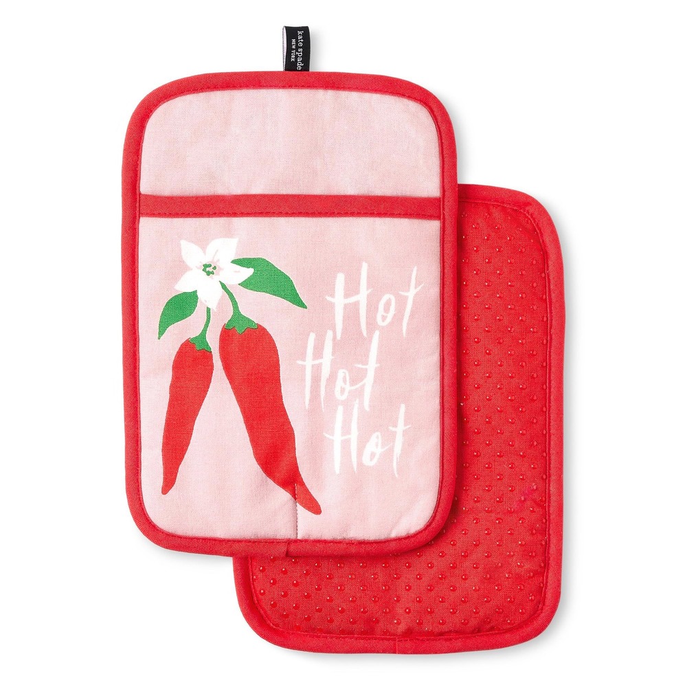 NWT Kate Spade Hot Hot Hot Peppers Pot Holder Set 2pc 7x10 Cotton
